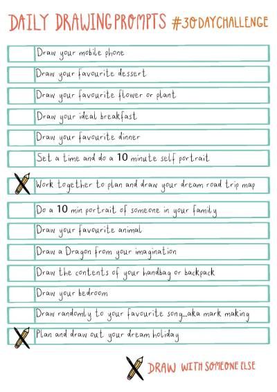100 Fun Creative Drawing Prompts with Printable