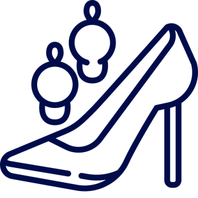Icon showing high heels and earrings