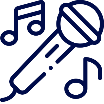 Icon showing microphone and musical notes