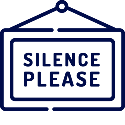 Icon showing sign that says silence please