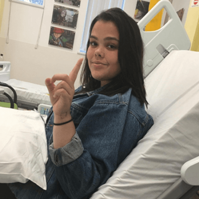 Young person in hospital, giving quote about your guide to cancer book