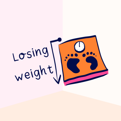 Hodgkin lymphoma symptom illustration, losing weight