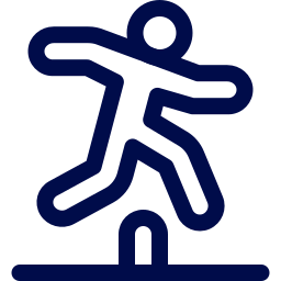 A figure jumping over an obstacle