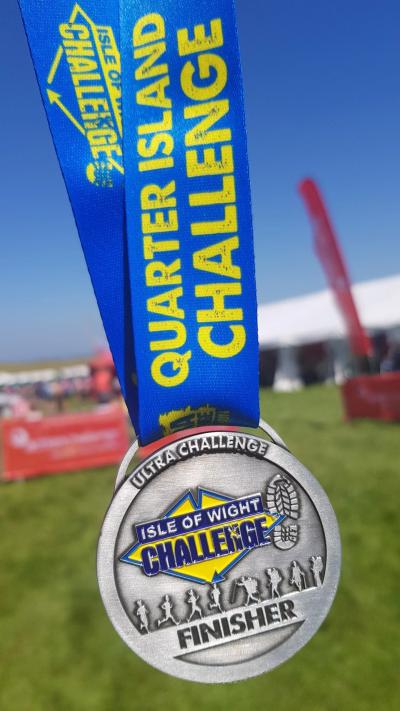 Isle of Wight Challenge silver medal with blue ribbon