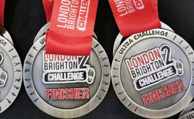 London 2 Brighton silver and red medals