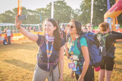 Participants take a selfie at the start line