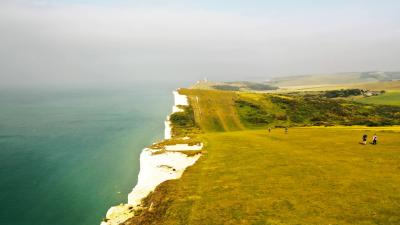 Views from above of the South Downs Way route by the sea