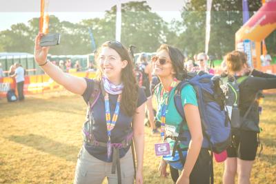 Participants take a selfie at the start line